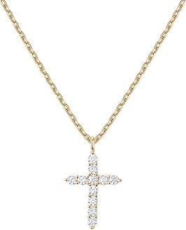 PAVOI 14K Gold Plated Cubic Zirconia Cross Necklace for Women | Cross Faith Pendant Necklaces
