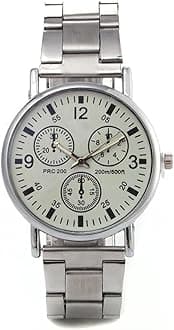 Alinker Mens Stainless Steel Analog Watch,Stylish Simple Quartz Classic Work Business Casual Watch for Men