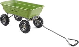 Gorilla Carts 600 Pound Capacity Heavy Duty Poly Yard Garden Steel Quick Dump Utility Wheelbarrow Wagon Trolley Cart with Straight Pull Handle, Green
