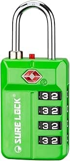 SURE LOCK TSA Approved Travel Luggage s, Open Alert Combination for School Office & Gym er ,Toolbox, Pelican Case,Easy Read Dials- 1, 2 & 4 Pack, GREEN 1 PACK, Large,