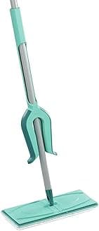 Leifheit Floor Wiper Flat Wet mop Floor Sweeper Micro Duo with Press Mechanism on The Handle Picobello Wiping Width: 27 cm Green