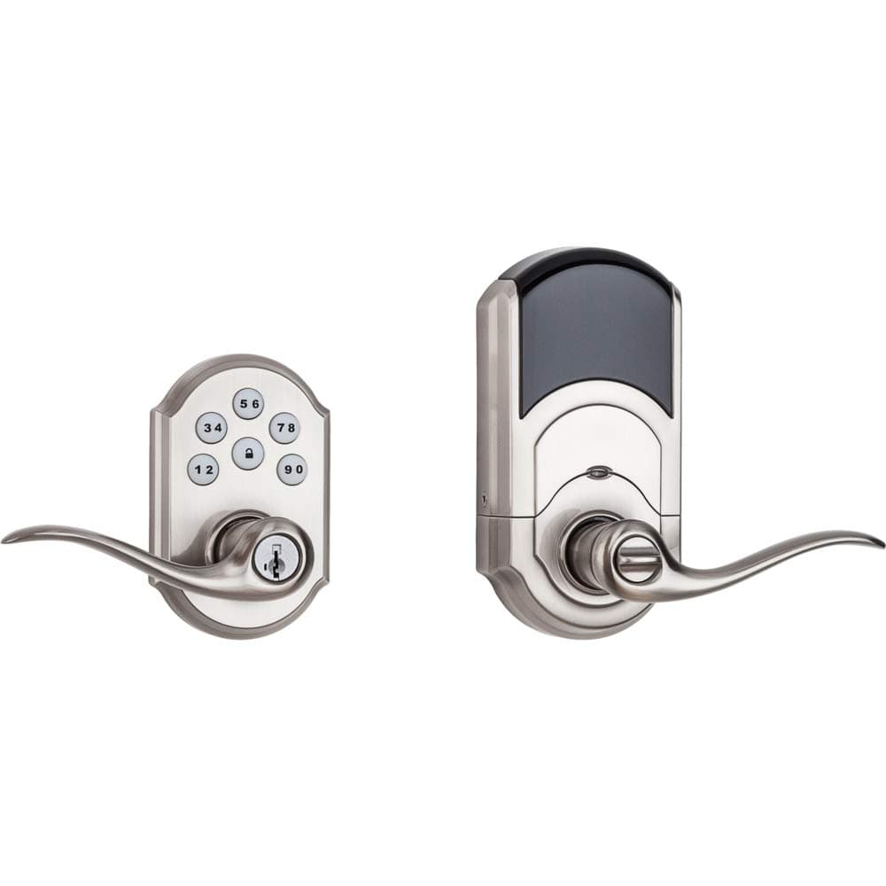 KwiksetSmartcode 912 Z-Wave Plus Keypad Lever Deadbolt Door Lock, One-Touch Locking, and Auto-Lock Enabled with Reversible Tustin Levers and SmartKey Security, Satin Nickel