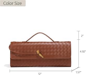 JYG Woven Handbag for Women Fashion Evening Shoulder Bag PU Leather Handmade Clutch Purse Casual Crossbody Bags 2024