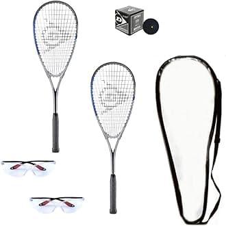 Dunlop Sports Beginner Squash Racquet Set (Includes 2 Racquets, 2 Eyeguards, 1 Ball, Cover)