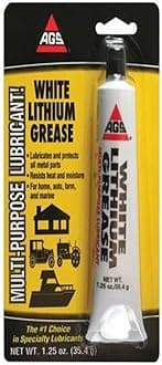 AGS Company White Lithium Grease 1.25 oz. Tube, Multi-Purpose Lubricant, Long Lasting Heavy Duty Lubrication, Minimizes Friction, Prevents Rust and Corrosion, Water & Heat Resistant
