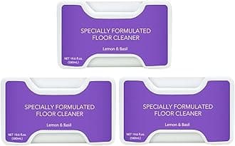 Floor Cleaning Solution 3-Pack, 580mL, Compatible with Narwal Freo Z Ultra Robot Vacuum, Lemon and Basil Scent Floor Cleaner Liquid Refill