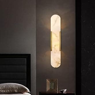 19.7" Mid Century Natural Alabaster Wall Sconces Wall Lighting Bathroom Vanity Light Fixtures Marble Wall Light White Stone Glass Modern Wall Mount Lamp for Bedroom Living Room Hallway