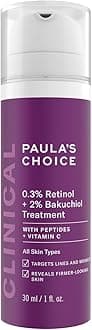 CLINICAL 0.3% Retinol & 2% Bakuchiol Treatment - Anti Aging Serum Fights Wrinkles & Uneven Skin Tone - with Peptides - All Skin Types - 30 ml