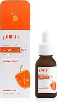 Plum 15% Vitamin C Serum for Face Glow Boost with Mandarin with Pure Ethyl Ascorbic Acid Japanese Mandarin and Kakadu Plum Fragrance-Free | 20 ml