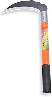 1pce 380mm/14.96in Carbon Steel Billhook Brush Clearing Sickle for Grass,Weeding Tools for Garden,Curved Sawtooth Sickle,Machete Axe for Cutting Trees,Steel Blade Knife in Hand