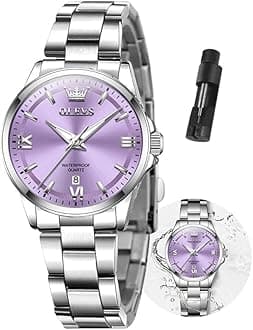 Women Watch Silver and Gold Round Waterproof Stainless Stretch Band Watch for Women Luxury Jewelry Dress Analog Quartz Womens Watches with Light Up Face Classic Original Elegant Ladies Watch