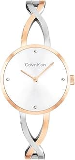 Two Hand Quartz Movement Watch for Women Sculpted Embrace Collection with Stainless Steel Bangle Bracelet - Available in Silver, Gold or Two-Tone