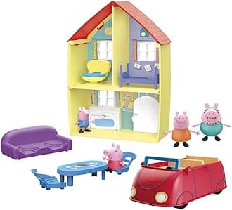 Peppa Pig Toys Peppa's Family Home Combo Playset, Peppa Pig House Playset with 4 Figures and Car Toy, Preschool Toys for 3 Year Old Girls and Boys and Up