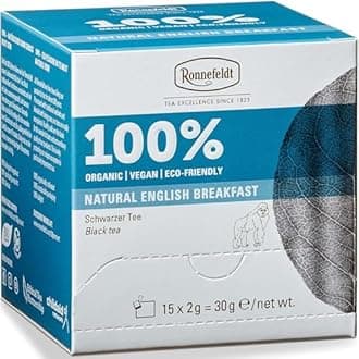 Ronnefeldt 100% Natural English Breakfast – German Black Tea – Bold & Smooth Morning Blend – Caffeine Boost – Loose Leaf in 15 Individually Wrapped Bags