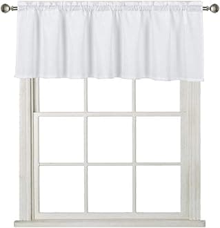 Home Queen Waffle Curtain Valance Window Treatment for Kitchen Bathroom Window, Straight Narrow Window Valance, Set of 1, 60 X 16 Inch, Solid White