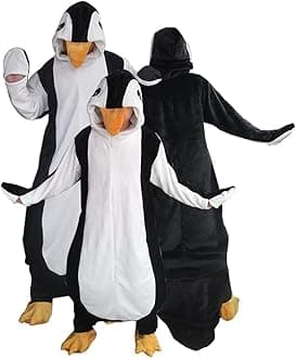 SunBritly Wearable Penguin Blanket Hoodie Sleeping Bags for Adults Women Men Super Soft Warm Cozy Flannel Fleece Blanket Penguin Gifts(L,Suitable Height 4'11"-5'5")