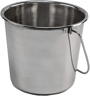 Grip Stainless Steel Bucket (2 Gallon) - Great for Pets, Cleaning, Food Prep - Hang on Fences, Cages, Kennels - Home, Garage, Workshop