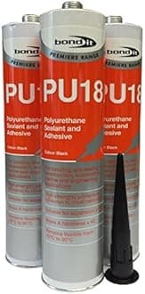 PU18 Black Polyurethane Sealant Adhesive Strong Flexible for Construction, Auto and Marine Applications. Non Shrinking High Grab Suitable for Expansion Joints Paintable by Bond-It