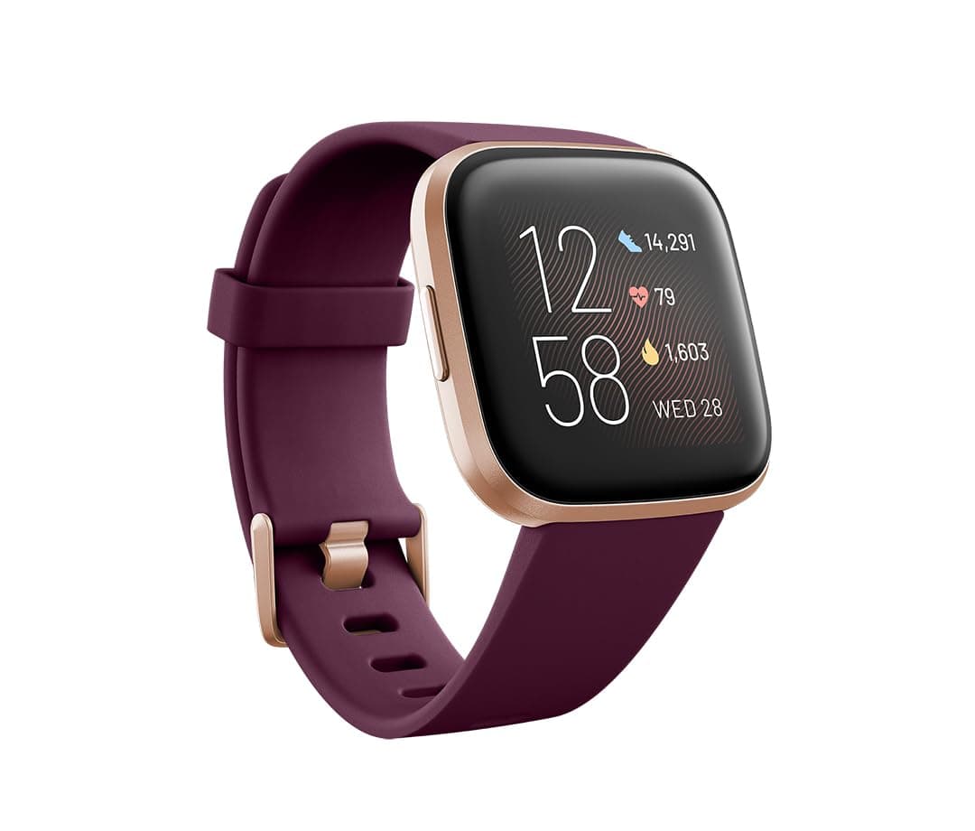 Versa 2 Fitness Wristband with Heart Rate Tracker - Bordeaux/Copper Rose Aluminum