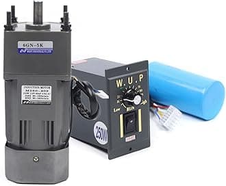 110V AC Gear Motor with Speed Controller, Variable Speed Gear Motor Single-Phase High Torque Adjustable Gear Reduction Motor 0-270RPM 250W 5K(Reduction Ratio 1:5)