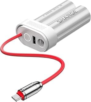 SHARGE Power Bank 10000mAh 30W Portable Charger with Built-in Type C Cable USB-C and USB-A Port Battery Pack for iPhone 17/16/15 Galaxy S24 iPad Pixel 9