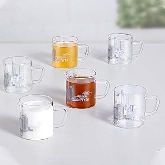 Vision Roma Tea n Coffee Classic Mug Set of 6 Pcs 190 ml | Borosillicate Glass, Microwave Safe, Scratch Resistance, Lightweight | for Chai, Green Tea, Milk
