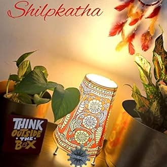 Handicraft Leather Table Lamp for Home Decoration | Handmade Side Table Lamp Shade for Bedroom Decor | Decorative Festival Gift for Living Room, Desk Décor | Vibrant Flowers (9 inch)