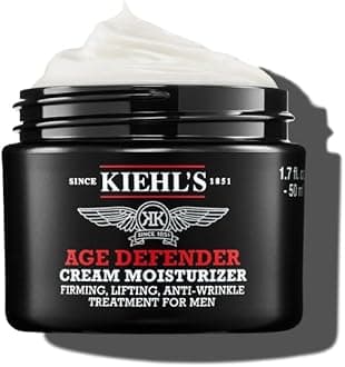 Kiehl's Age Defender Cream Moisturiser: Firming Moisturiser for Men with Linseed Extract, Reduces the Appearance of Wrinkles