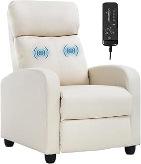 Massage Reclining for Adults Massage Recliner Chair for Living Room Recliner Sofa Winback Single Sofa Home Theater Seating w/Footrest Backrest Breathable Padded Reclining Easy Lounge,Beige