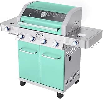 Monument Grills 4+2 Burner Propane Gas Grill 700 sq.in. Stainless Steel Outdoor Grill Built-In Thermometer, Clearview® Lid, Infrared Side Sear Burner & Side Burner