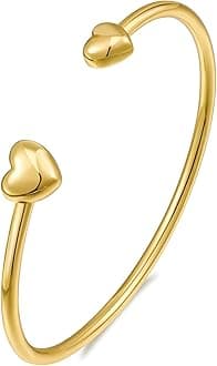 WOWORAMA Gold Heart Cuff Bracelets for Women Adjustable Cute Love Heart Open Bangle Bracelet Lucky Love Friendship Bracelet Jewelry