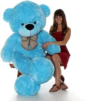 Toys Very Soft Lovable/Fluffy/SpongyHuggable Cute Teddy Bear with Neck Bow for Girlfriend/Birthday Gift/Boy/Girl/Valentine/Anniversary (Blue, 5 Feet)