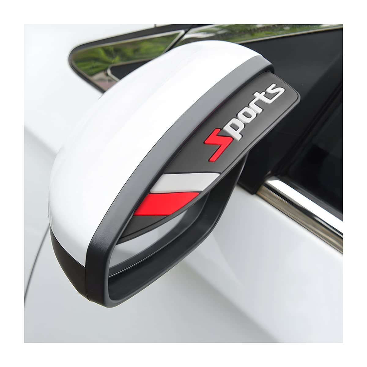 Blilo 2PCS Rear View Mirror Rain Eyebrows, Waterproof PVC Auto Side Mirror Rainproof Guard, Sports Visor Smoke Cover, Universal Exterior Accessories for Most Cars (Sport/Red)