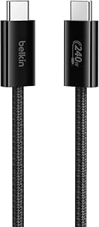 Belkin USB C to USB C Cable, 3.3ft, 240W - Type C Charger, iPhone Charger Cord, Soft, Braided, Flexible for iPhone 17, Galaxy S25, Pixel 10, MacBook, Chromebook, iPad Pro, Switch Steam Deck – Black