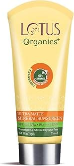 Lotus Organics+ Ultra Matte Mineral Sunscreen | SPF 40 PA+++ | 100% Certified Organic Cranberries | Water & Sweat Resistant | For Oily, Dry, Normal and Combination Skin | For Women and Men | 100g