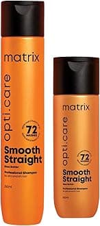 Matrix Opti Care Smooth Straight Professional Shampoo for Ultra Smooth Frizz-free Hair with Shea Butter, Paraben Free, 350ml