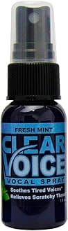 Clear Voice Oral Throat Spray Singing Ease Clarity Soothing Dampener Moisturizer Relief Vocal Eze Reducer Booster Treatment, Fresh Mint Flavor 1 Fl Oz
