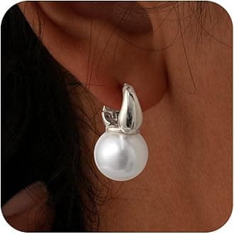 Pearl Earrings for Women, Dainty 14K Gold Plated/Silver Plated Drop Quality Handpicked AAA+ Freshwater Cultured Round Pearls Dangle Earrings Wedding Jewelry for Women Gifts