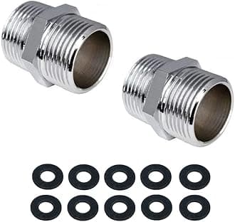 2 Pack Shower Hose Extension 1/2 Inch Shower Hose Connector,Threaded Pipe Connection Male Threaded Connector Accessories
