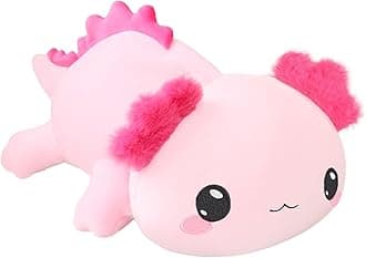 SQEQE Weighted Axolotl Plush, Weighted Axolotl Stuffed Animal, Cute Plushies Soft Pink Pillow Toy Gift for Kids Adults 13.8 Inch, 1.6 Lbs