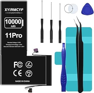 10000mAh Super Capacity Battery Compatible with iPhone 11 Pro, 0 Cycle Li-Polymer Replacement Battery for iPhone 11 Pro, with Professional Repair Tool Kit