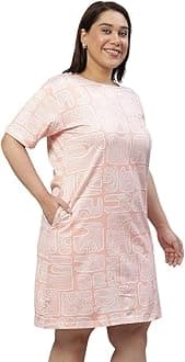 Women's Plus Size Knee Length Western T-Shirt Dress (Design: Abstract Doodle, 5XL, White)