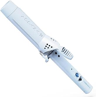 Professional GlamWave Ceramic Curling Iron, Long-Lasting Natural Curls, Instant Heat, Hair Curler, Curling Wand, Available in USA (1.4 inch, Creamy Blue)