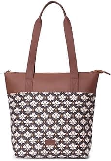 ZOUK Printed Women's Jute Handcrafted Vegan Leather Everyday Tote