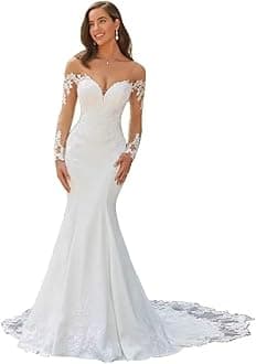 Beach Mermaid Wedding Dresses for Bride 2025 Lace Appliques Tulle Bride Dress He1006