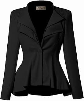 Women's Casual Work Office Dressy Double Lapel Single Button Peplum Comfortable Blazer