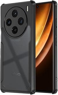 MOBILOVE Shockproof Crystal Clear Back Cover Case for Vivo X100 5G | 360 Degree Protection | Protective Design | Hybrid Soft PC Anti Clear Gel TPU Bumper Case (Black)