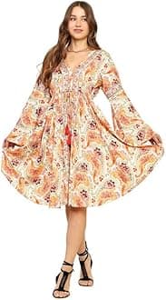 KE Kanha Exports Women Dress | Beach wear Dress for Women| Latest Stylish | Dresses for Woman | Summer Outfit | Unique Border Design Tassel Stretchable with Adjustable Drawstring fit and Flare