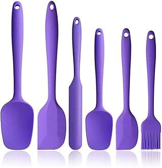 BINHAI Silicone Spatula Set - Purple 6 Piece Non - Stick Rubber Spatula with Stainless Steel Core - Heat-Resistant Spatula Kitchen Utensils Set for Cooking, Baking and Mixing