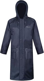 Men's Long Hooded Raincoat - Waterproof Rain Jacket for Work & Outdoor Use